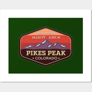 Pikes Peak Colorado - 14er Mountain Climbing Patch Posters and Art